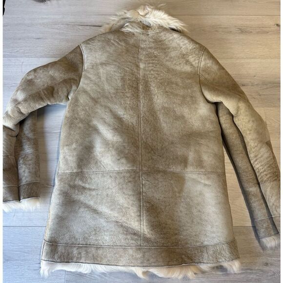 HiSO Rumour Shearling Moto Coat Cement Medium NWT in packaging - Picture 9 of 12